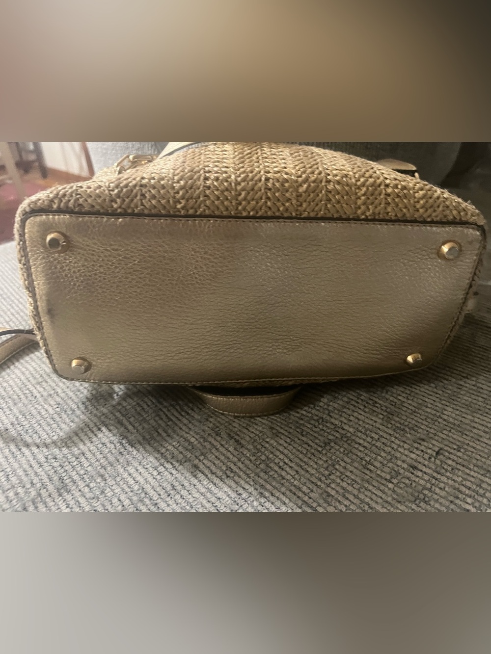 Michael Kors Gold Woven Tote with Chain-Link Straps - Picture 6 of 10